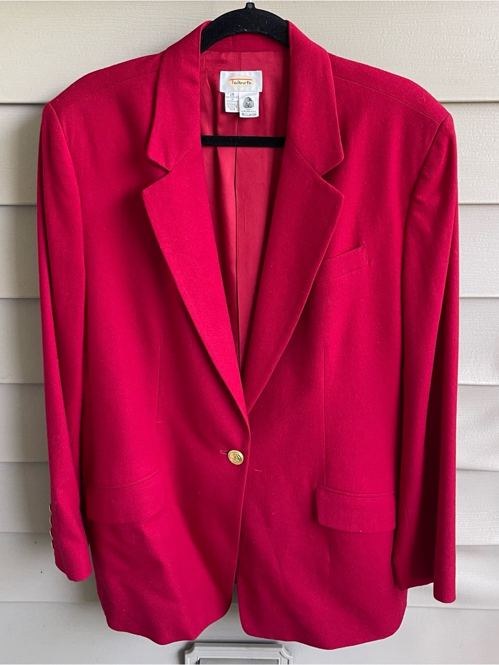 Vintage Talbots‎ Wool Textured Blazer 18 Red Old Money Classic Glam Shiny